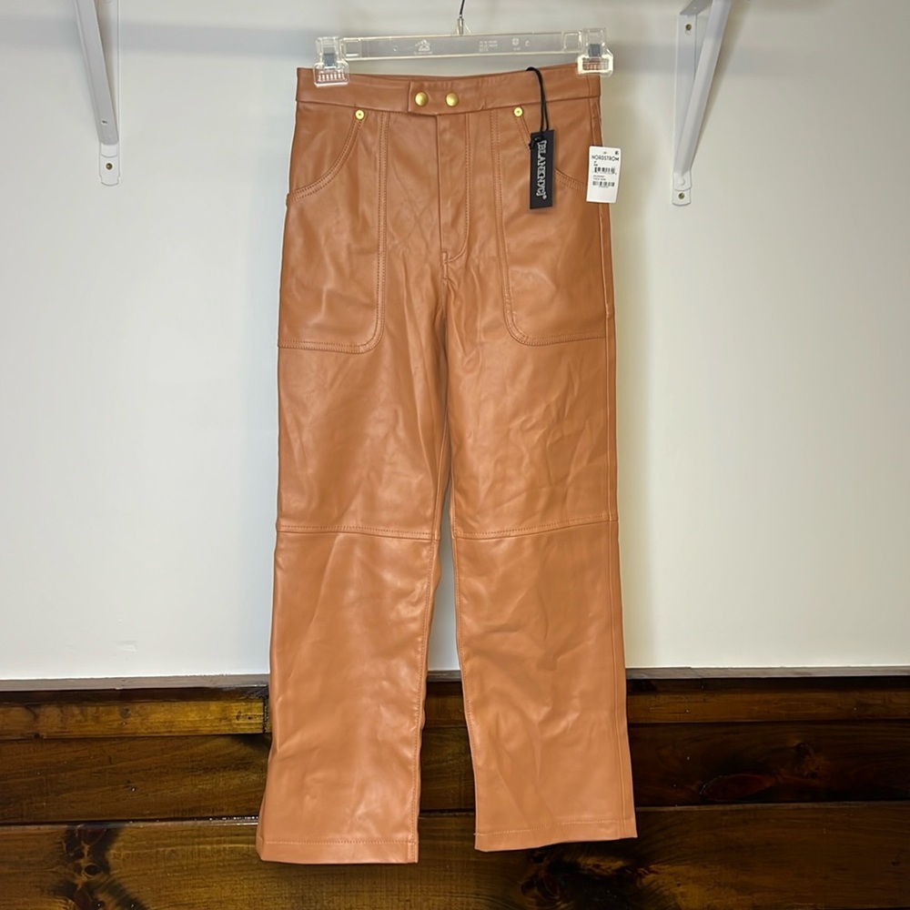 NWT Nordstrom Blank‎ NYC Baxter Brown Faux Leather Pants- 27